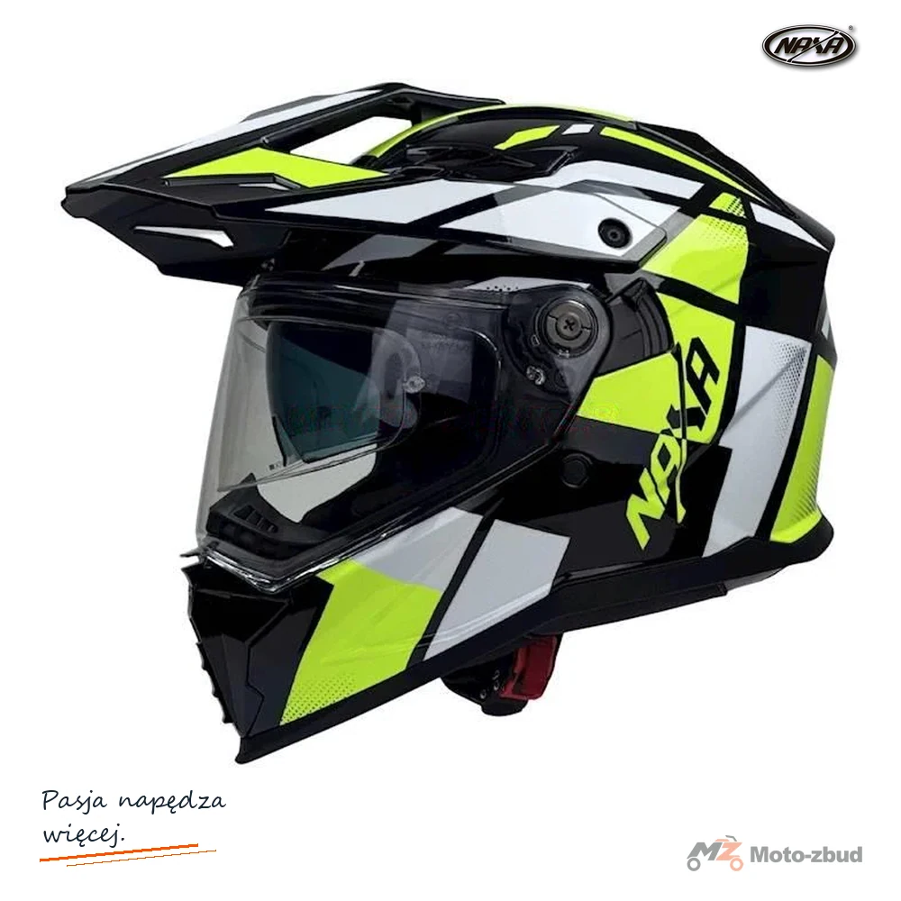 Kask crossowy Naxa CO4 czarno/żółty fluo 2XL szybka, blenda, pinlock