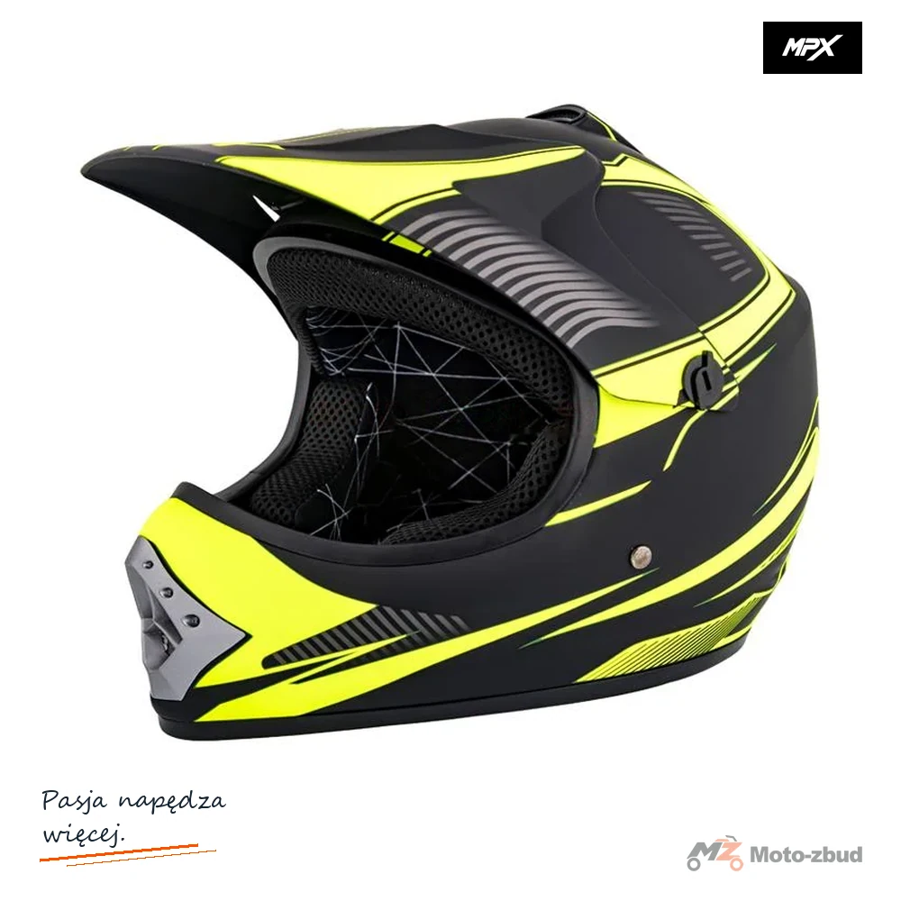 Kask crossowy MPX Dziecięcy WL-801A czarny mat/żółty L