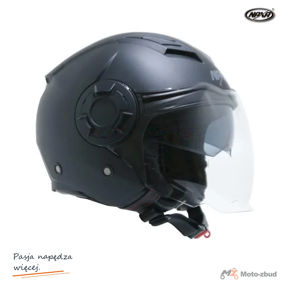 Kask motocyklowy otwarty NAXA S23 blenda czarny mat S