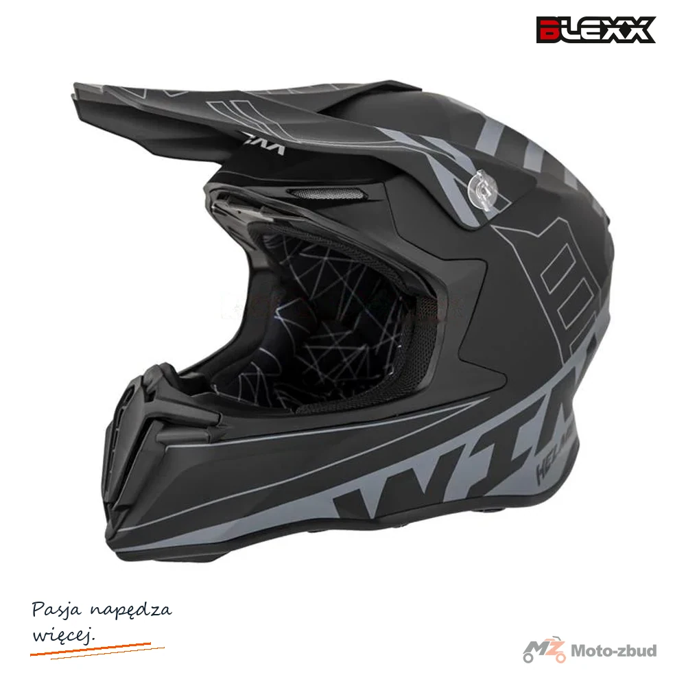 Kask crossowy BLEXX MD-902 czarny/grafit Matowy rozmiar XXL Homologacja ECE R22.06