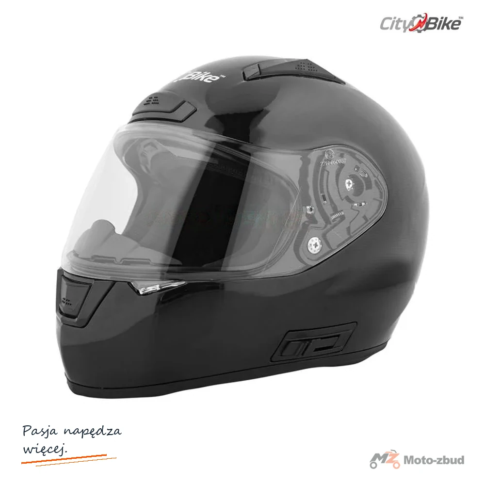 Kask zamknięty City-Bike FP05 czarny połysk rozmiar XS powystawowy zdemontowana blenda Homologacja ECE