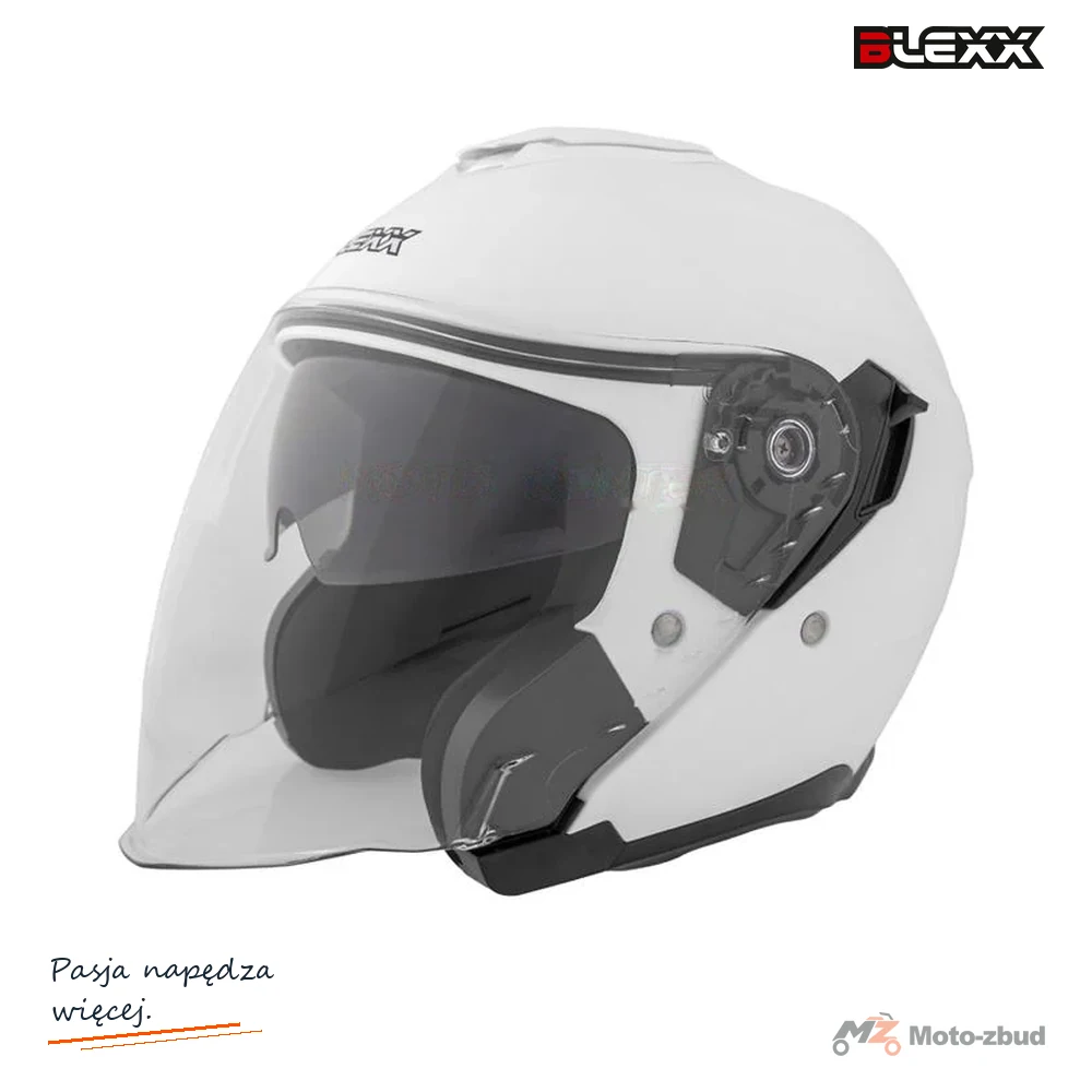 Kask motocyklowy otwarty z blendą BLEXX OF-835 biały mat XXL Homologacja ECE R22.06