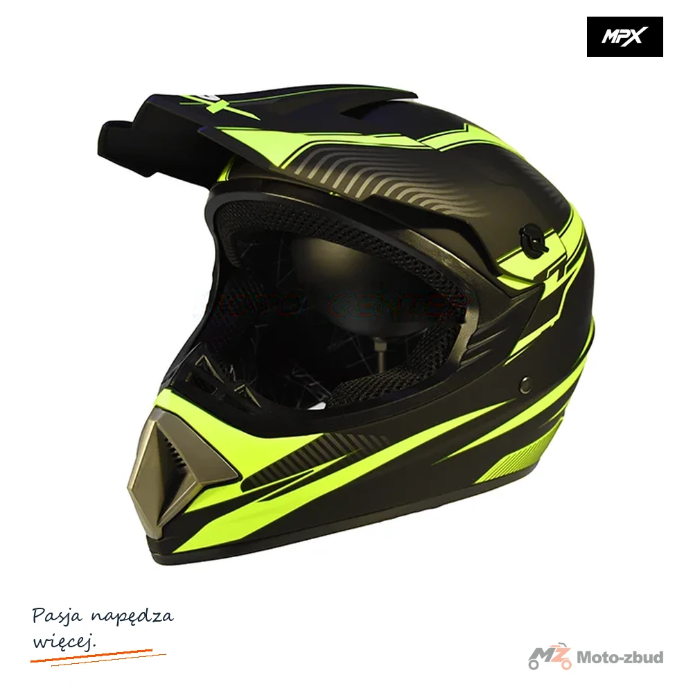 Kask crossowy MPX WL-905 czarny mat/żółty XL
