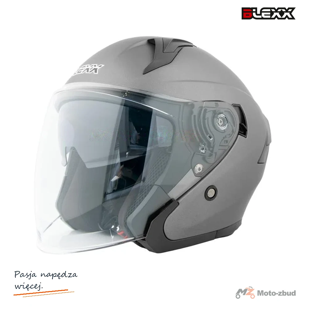 Kask motocyklowy otwarty z blendą BLEXX YA-620 grafit XS ECER22.06