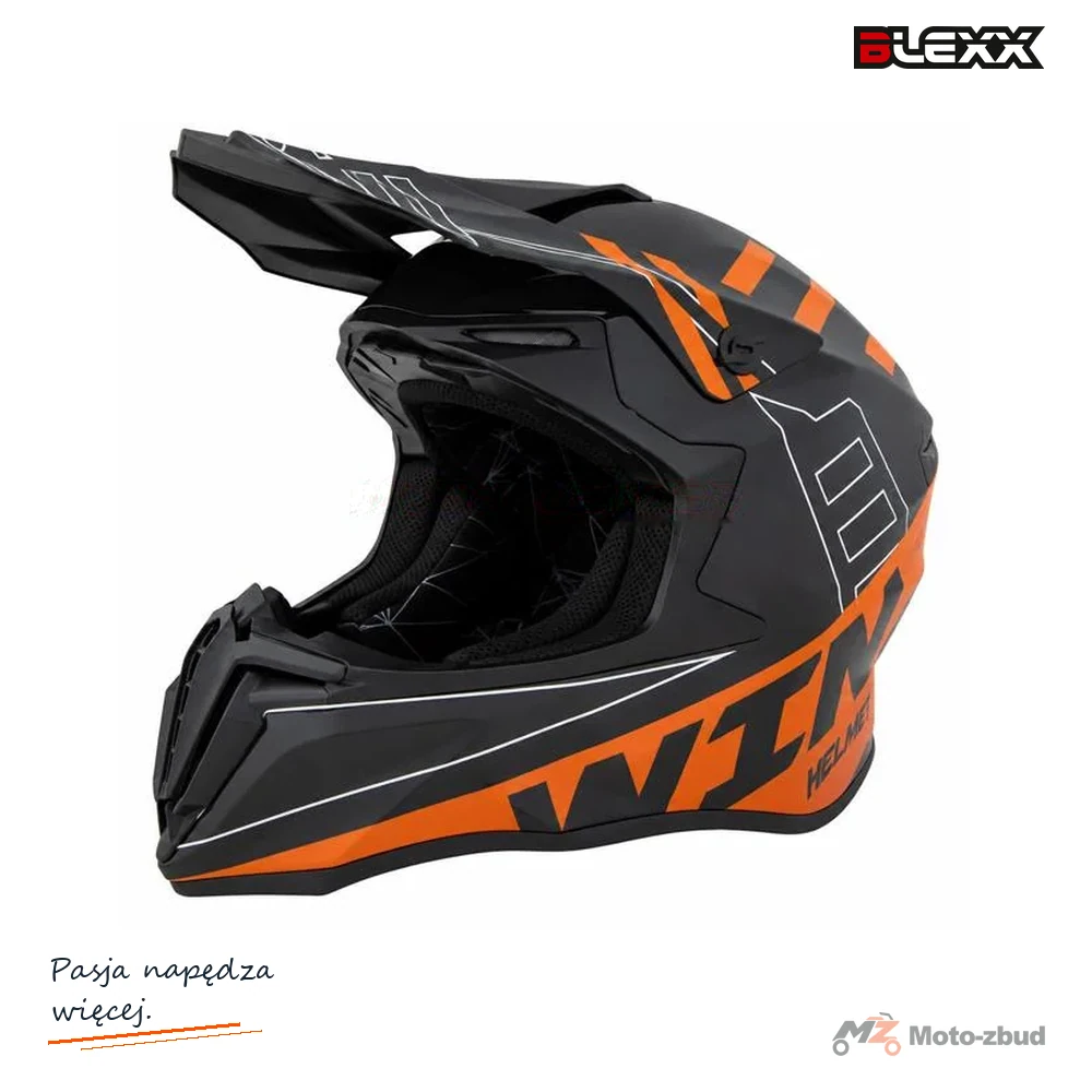 Kask crossowy BLEXX MD-902 czarny/pomarańczowy Matowy rozmiar M Homologacja ECE R22.06