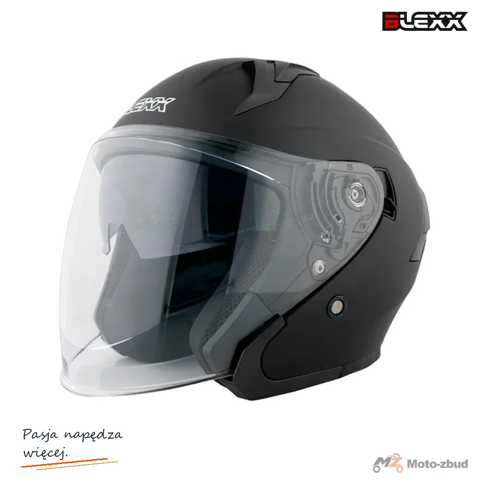 Kask motocyklowy otwarty z blendą BLEXX YA-620 czarny mat L ECER22.06