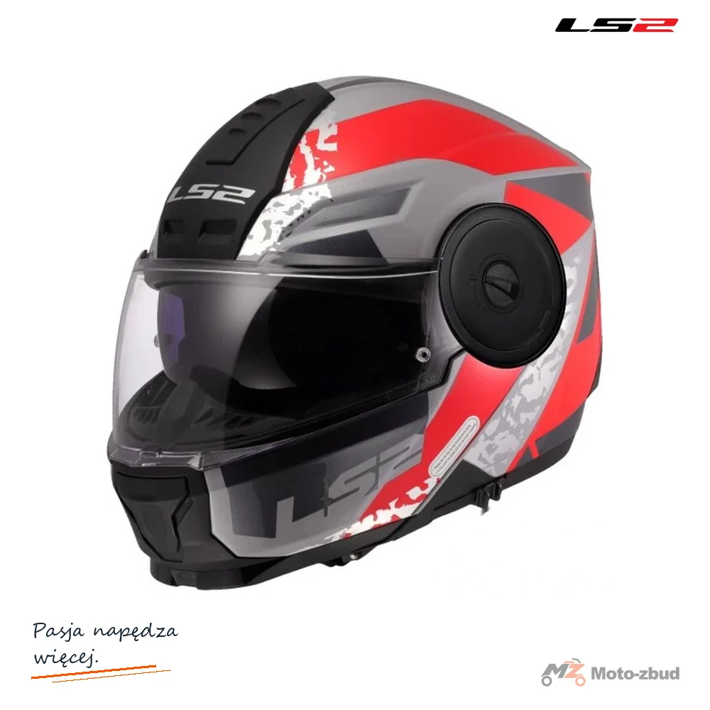 Kask szczękowy LS2 FF902 Scope II Oxyd Grey Red-06 — XXL z Pinlockiem