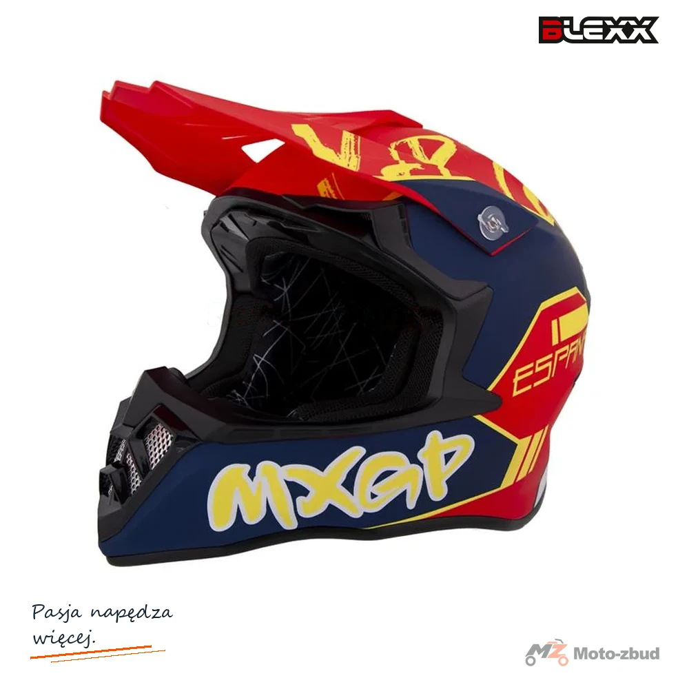 Kask crossowy BLEXX MD-902 czerwony Matowy Champion XXL Homologacja ECE R22.06