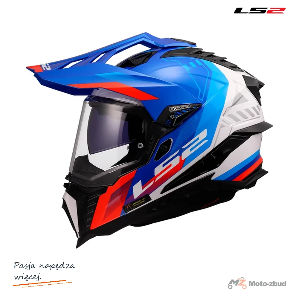 Kask adventure LS2 MX701 Explorer Hexa White Blue Red — XXL