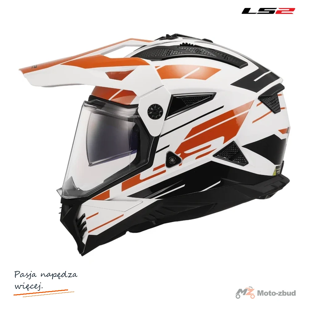 Kask adventure LS2 MX702 Pioneer II Namib White Orange — XXL
