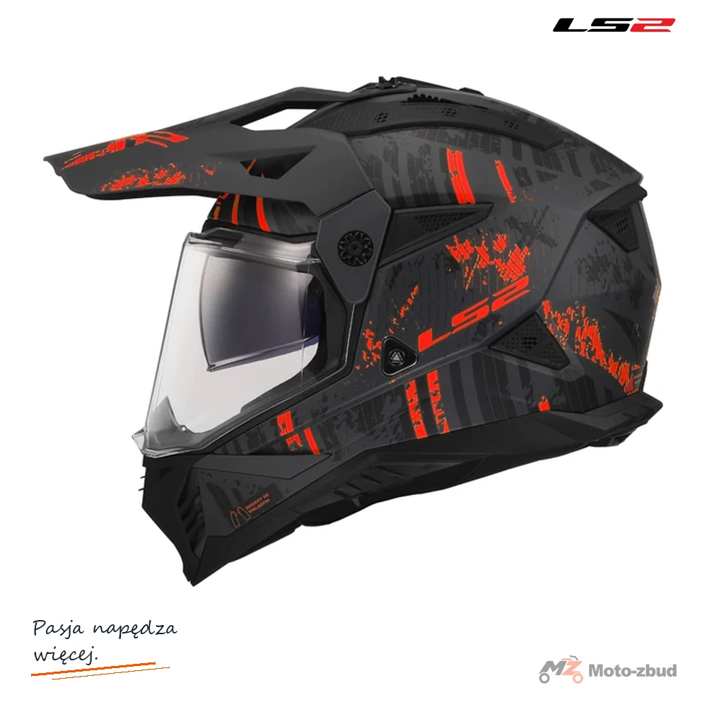 Kask adventure LS2 MX702 Pioneer II Crazy Black Red — XXL