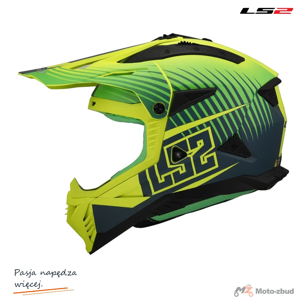 Kask motocyklowy crossowy LS2 MX708 FAST II Duck Matt H-V Green Yellow S