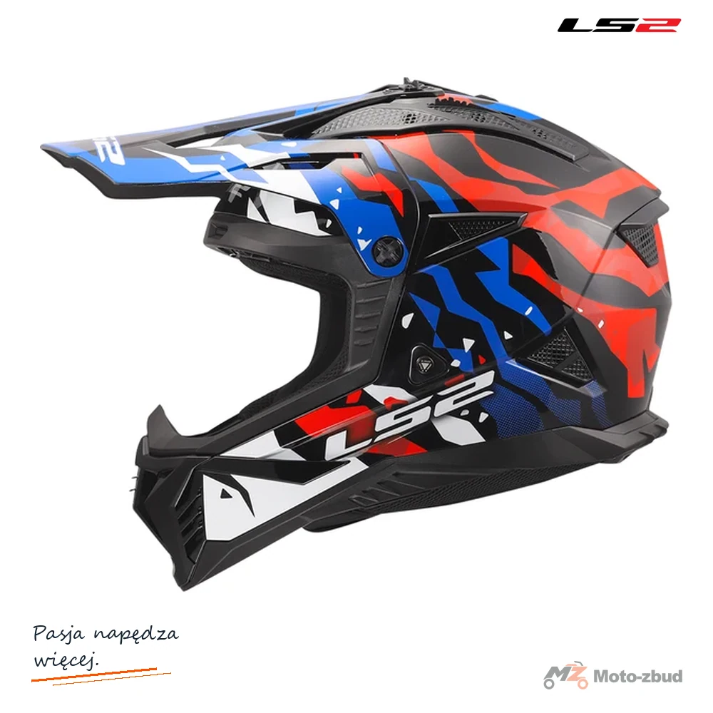 Kask LS2 MX708 Fast II Grotesk White Blue Red — XXL