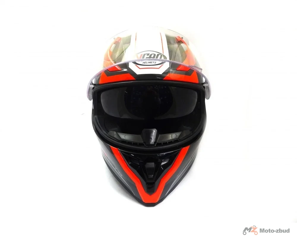 Kask VCAN model V128 1C integralny z blendą czarno-biało-czerwony XL — ujęcie 2