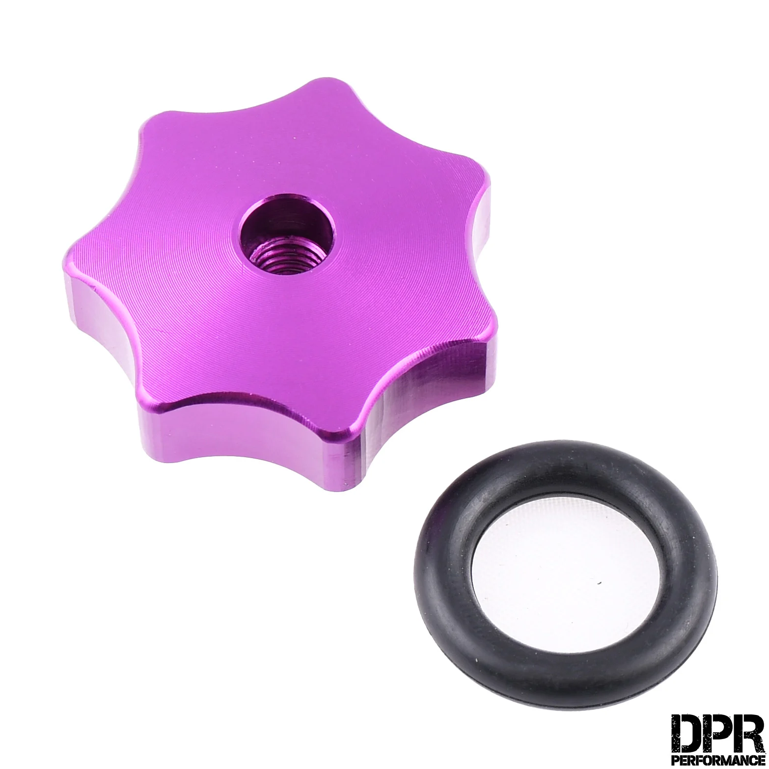 Nakrętka pokrywy bocznej / silnika Simson M6 aluminium CNC fioletowa DPR Performance — ujęcie 1