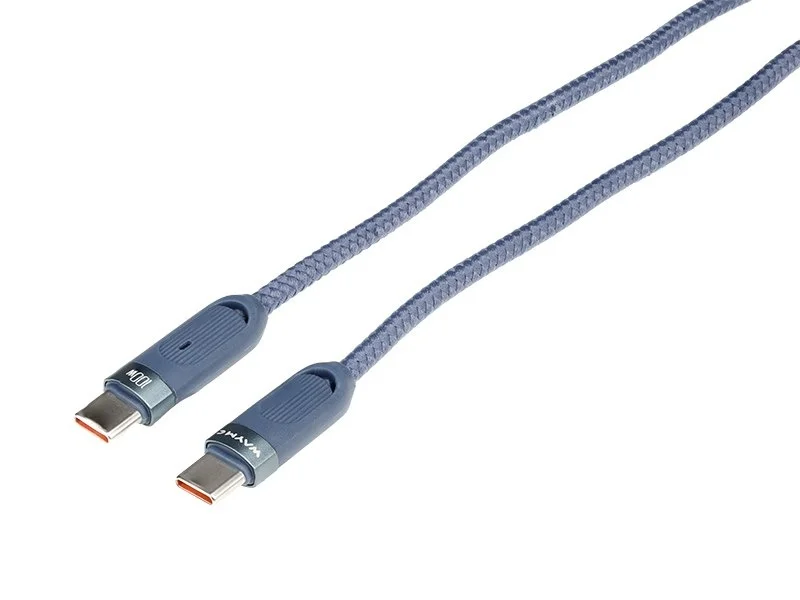 WAYME Kabel do ładowania i synchronizacji w oplocie z mikrofibry spiralny, 50 - 180 cm USB-C > USB-C max 100W niebieski — ujęcie 4