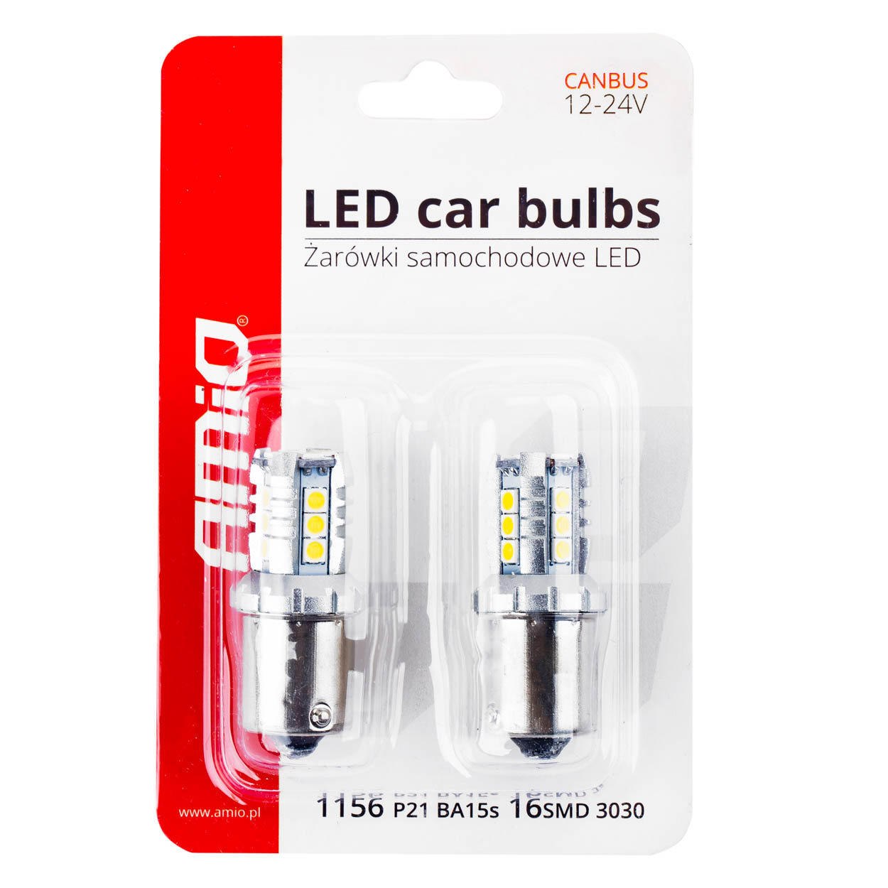 Żarówki LED CANBUS 3030 16SMD 1156 BA15S P21W R10W R5W White 12 V 24 V — ujęcie 3
