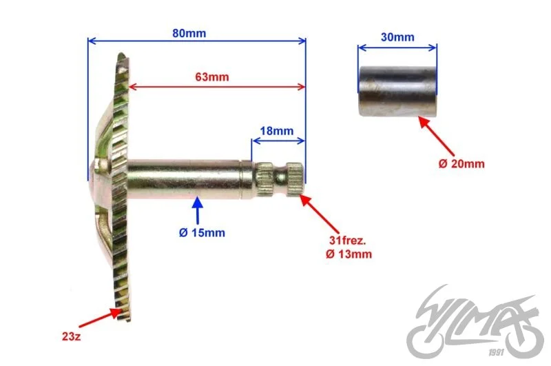 Wałek z segm. rozr. długość wałka 72 mm 2T — ujęcie 2