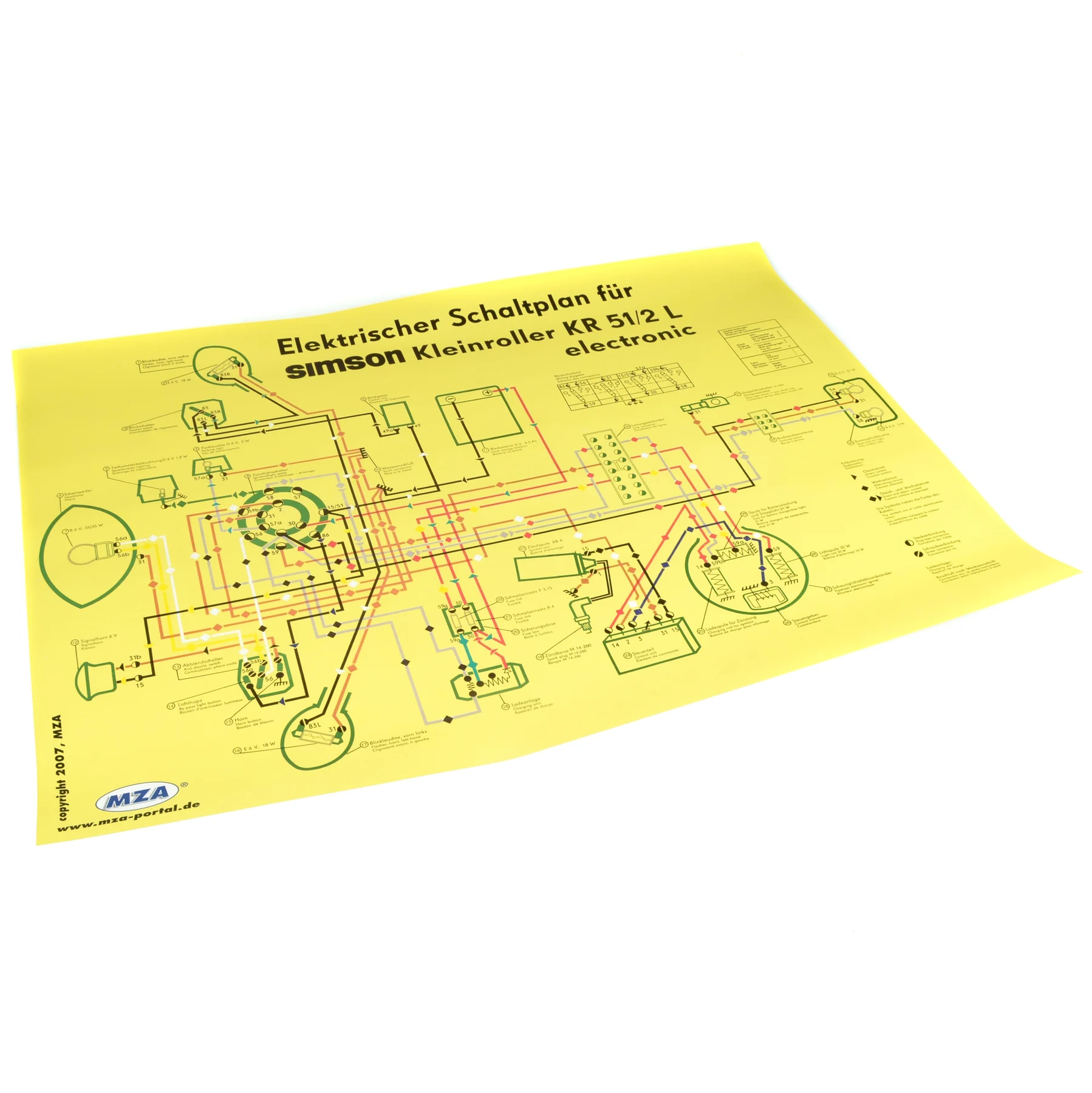 Plakat schemat instalacji Simson KR51/2L MZA — ujęcie 1