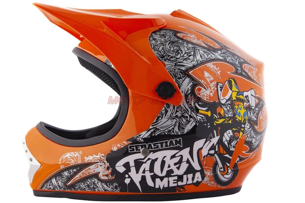 Kask crossowy MPX Dziecięcy WL-801A Junior Tatan pomarańczowy M — ujęcie 2