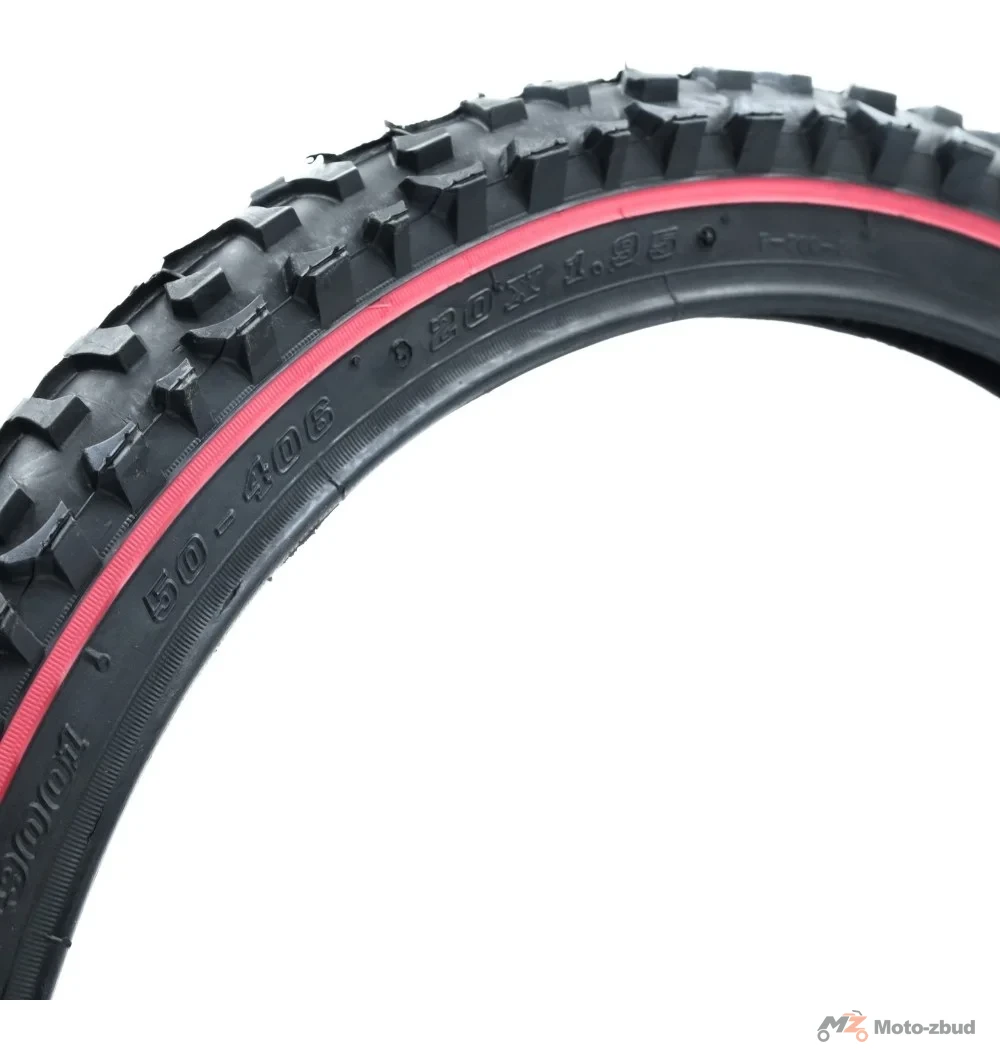 Opona rowerowa 20 × 1.95 z czerwonym paskiem imp. — ujęcie 2