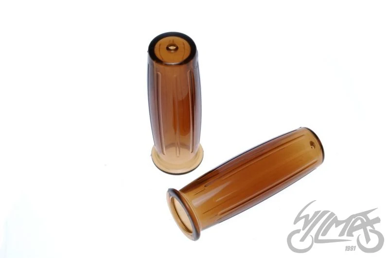 Chwyty kierownicy 25/28 mm — brązowe przezroczyste, retro, para — ujęcie 1