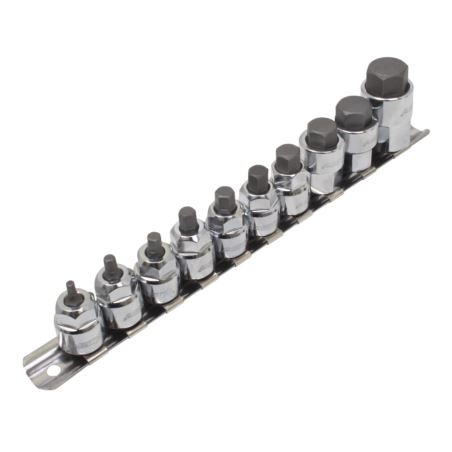 Zestaw kluczy HEX 1/4" 3/8" niski profil na szynie 10 elementów. ASTA A-M10HEXL — ujęcie 2