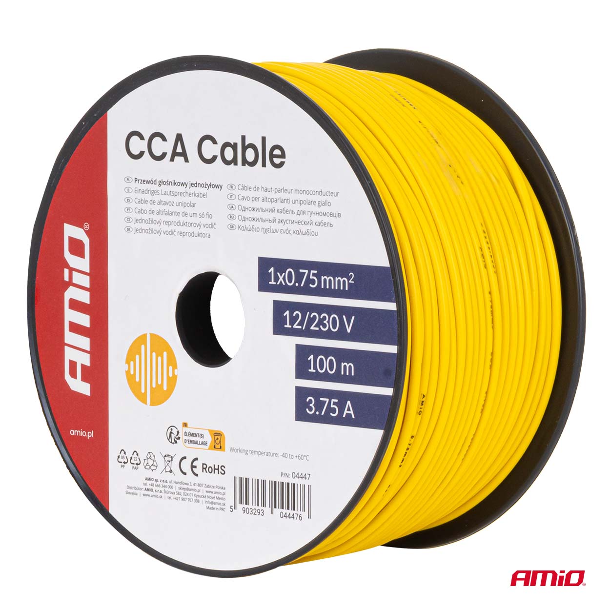 Przewód jednożyłowy żółty CCA 1x0.75mm2 100m 3.75A 12/230V — ujęcie 5
