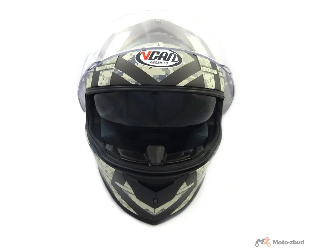 Kask VCAN model V126 flat Black type 15 integralny z blendą czarny mat z grafiką XL — ujęcie 4