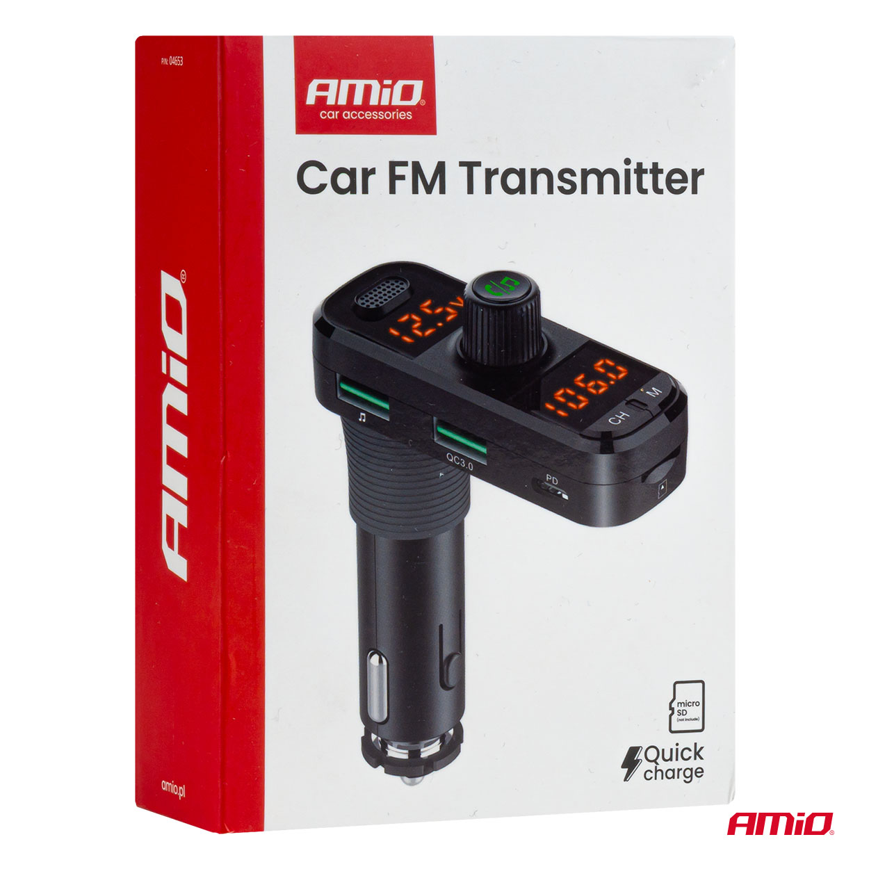 Transmiter samochodowy FM 2×USB-A 1×USB-C mircoSD 12 V 24 V — ujęcie 9