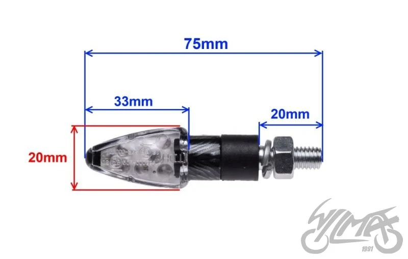 Kierunkowskazy mini LED carbon, biały klosz, 12 V 1 W — para — ujęcie 2