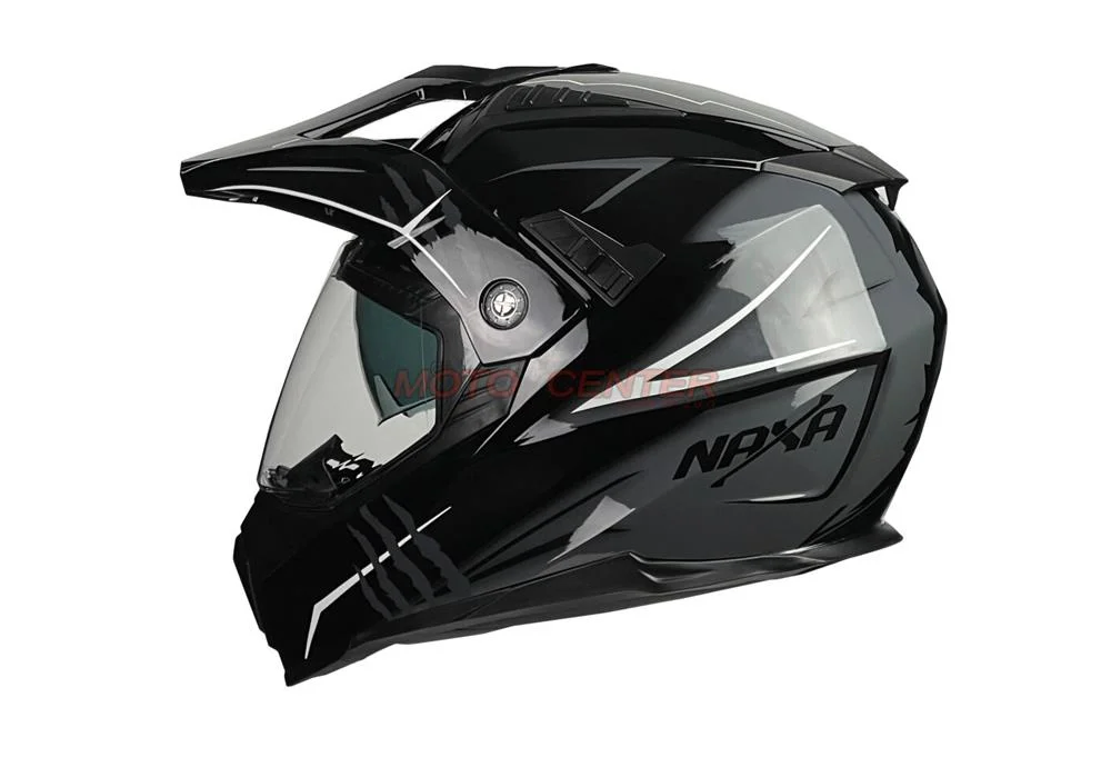 Kask crossowy Naxa CO3 czarno biały M szybka, blenda — ujęcie 2