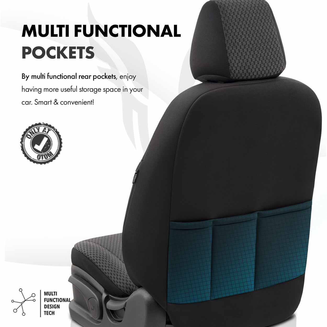 Komplet pokrowców na fotele samochodowe OTOM TORO 902 BLACK/SMOKED NZ — ujęcie 6