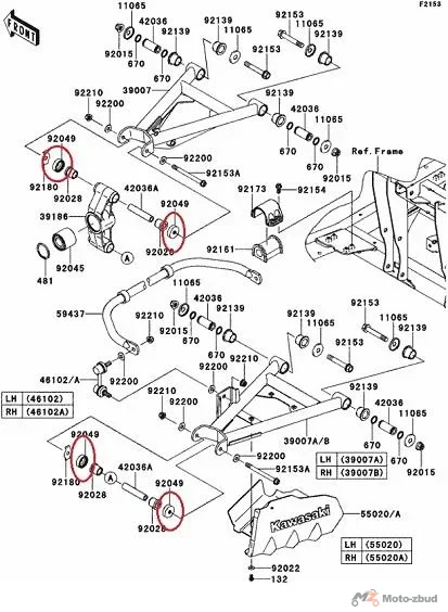 Uszczelniacz tulejki wahacza Kawasaki BRUTE FORCE 650 4 × 4i — ujęcie 3
