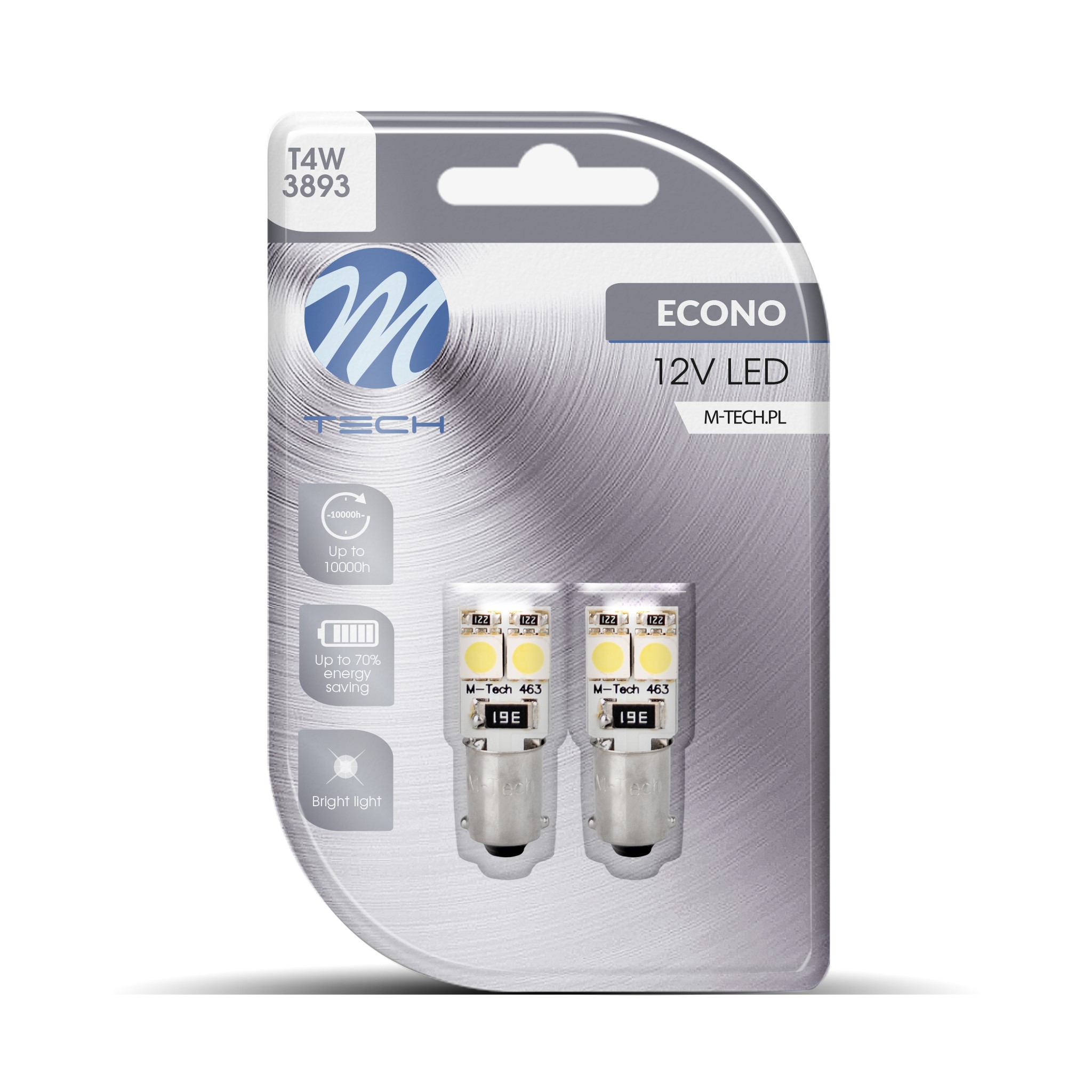 Żarówka LED T4W 4-SMD 5050 CANBUS biała 2S M-Tech LB314W — ujęcie 4