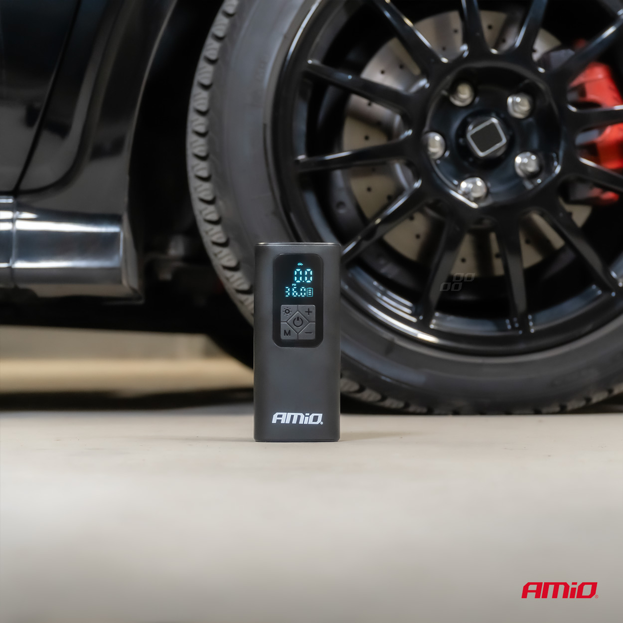 Kompresor samochodowy bezprzewodowy akumulatorowy powerbank LED USB-C 40 W — ujęcie 2