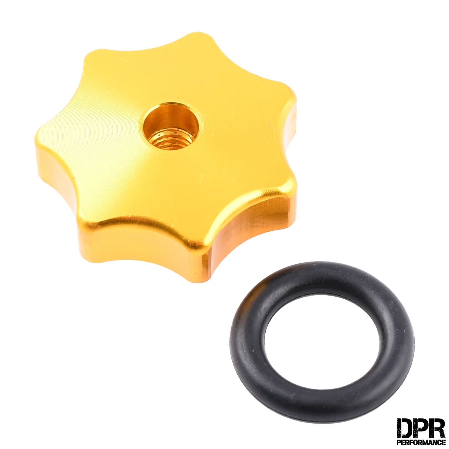 Nakrętka pokrywy bocznej / silnika Simson M6 aluminium CNC złota DPR Performance — ujęcie 1