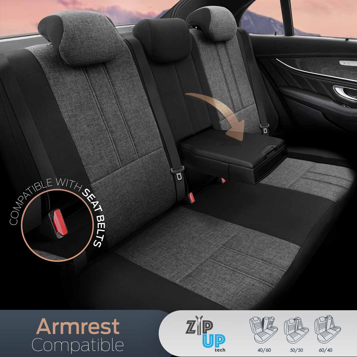 Komplet pokrowców na fotele samochodowe OTOM SWAN 501 BLACK 3-ZIP — ujęcie 7
