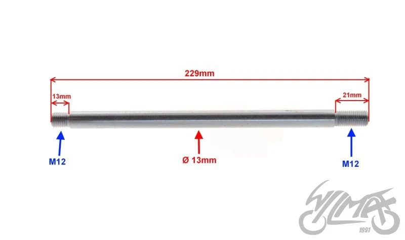 Oś wahacza tył ø13 × 230 Simson S51 — SH6011 — ujęcie 2