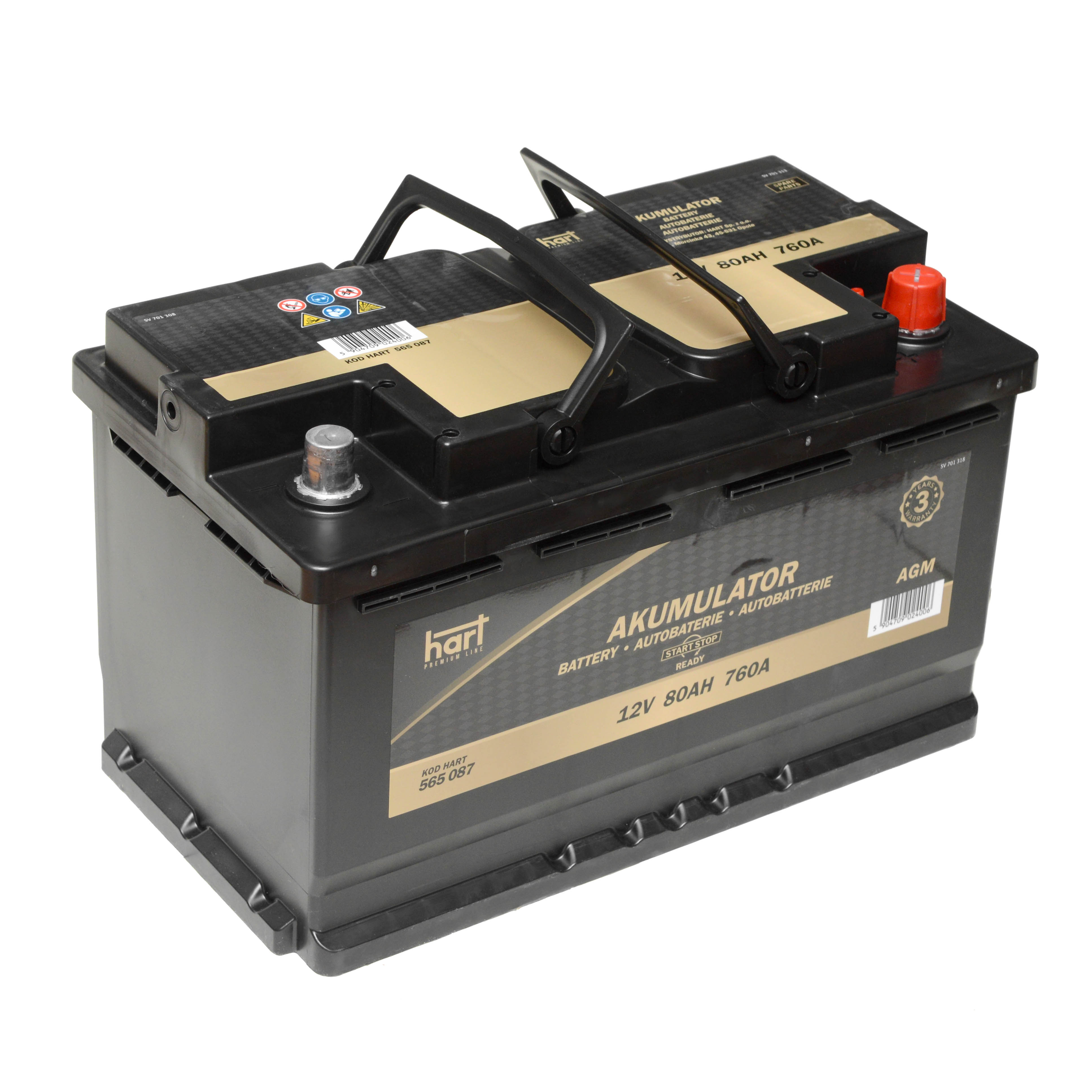 Akumulator 80 Ah 760A AGM P+ Premium HART 565 087 — ujęcie 2