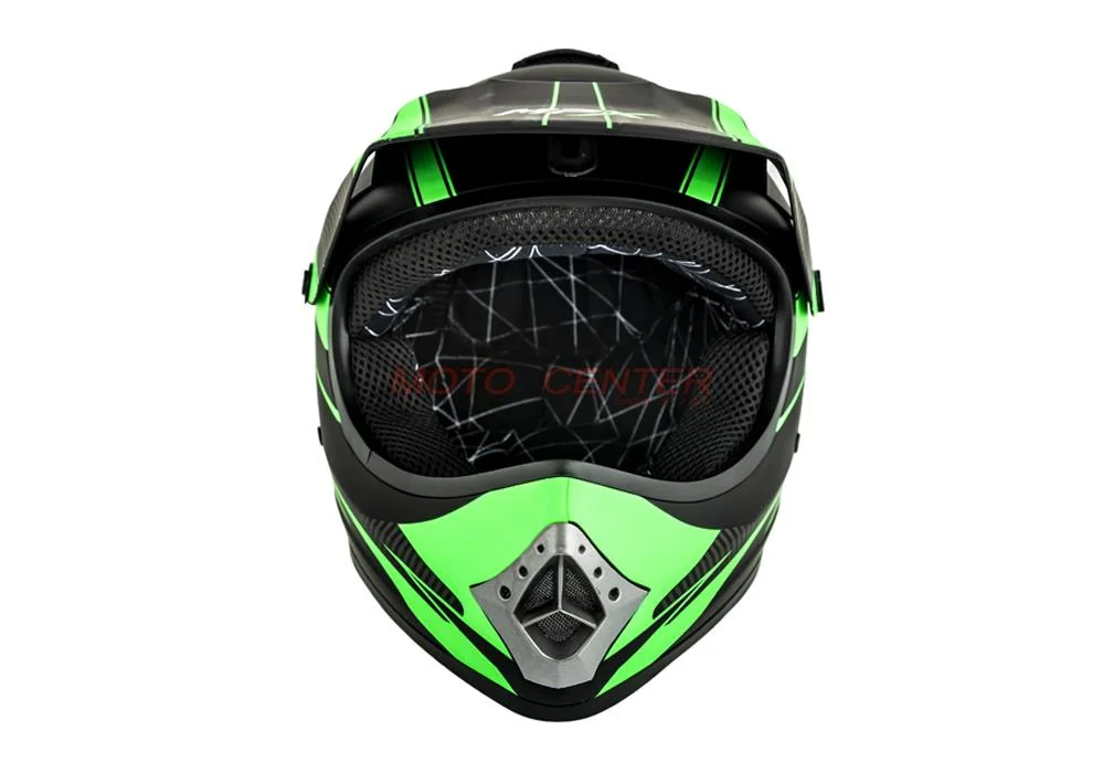 Kask crossowy MPX Dziecięcy WL-801A czarny mat/zielony XS — ujęcie 3