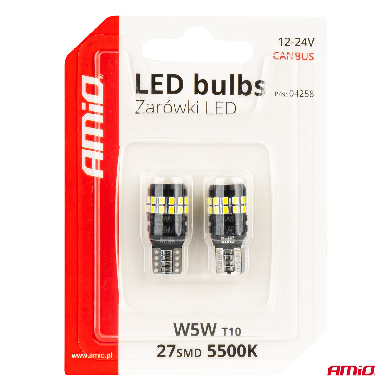 Żarówki LED CANBUS T10 W5W 27SMD 2016 White 12 V 24 V — ujęcie 5