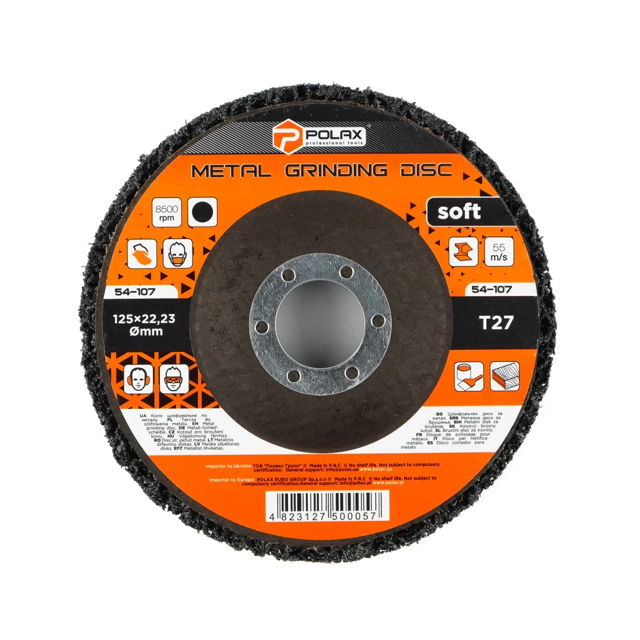 Tarcza ścierna z włókniny czarna delikatna T27 125×22.23mm — ujęcie 3