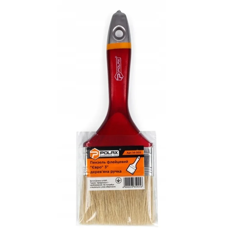 PĘDZEL PŁASKI PROSTY z PLASTIKOWĄ RĄCZKĄ EURO 3" 7 cm POLAX — ujęcie 2