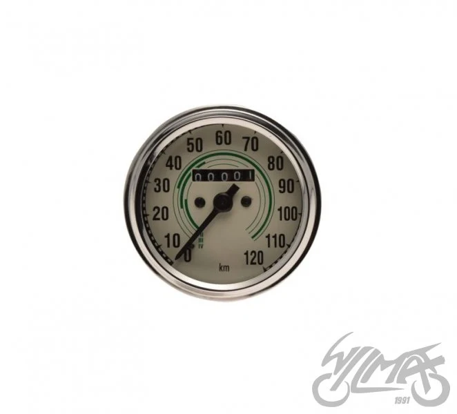 Okrągły licznik do Jawy 250 / 350, 120 km/h, biały — JW5666 — ujęcie 2
