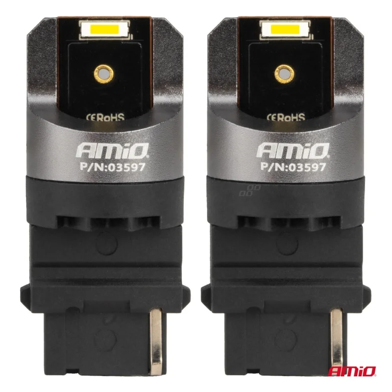 Żarówka P27W 12V/24V 2xLED SMD1860 CANBUS biała AMIO (2szt.) — ujęcie 4