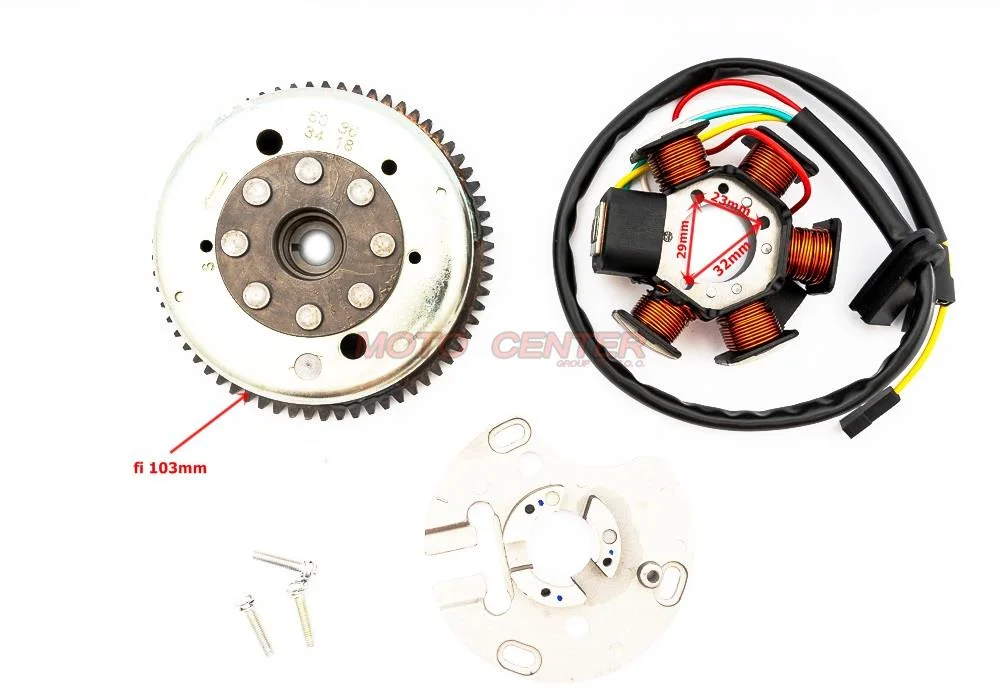 Stator+magneto 6 cewek 4 przewody 50 cm³ motorower 2T TZR AM6 itp.(zęb. 66Z) — ujęcie 2