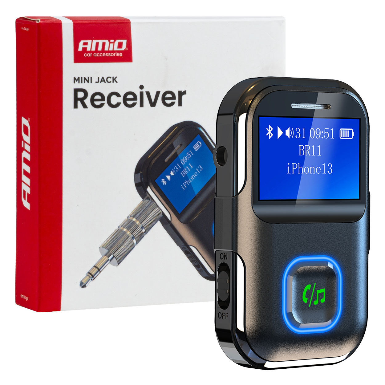 Odbiornik bluetooth na mini jack LCD AUX
