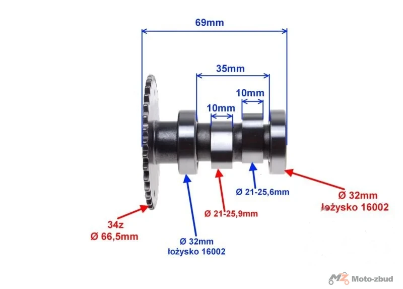 Wałek rozrządu 4T 50 cm³ — ujęcie 3