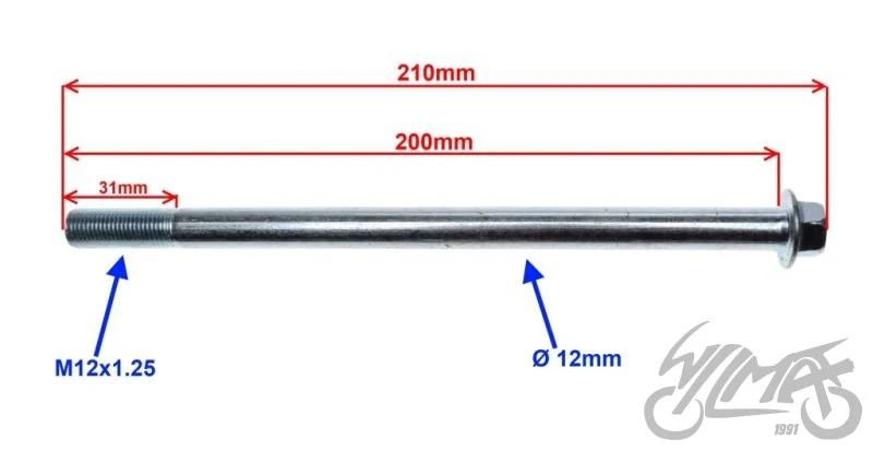 Oś koła przód ø12 × 201 LJ50-QT-L — Longjia LJ50QT-L RS — ujęcie 2